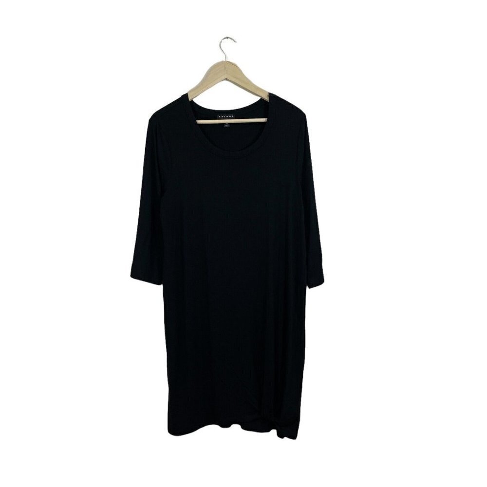 NWT Tribal Brand Large Dress Black Mini Tunic Stretch 3/4 Sleeves NEW Womens